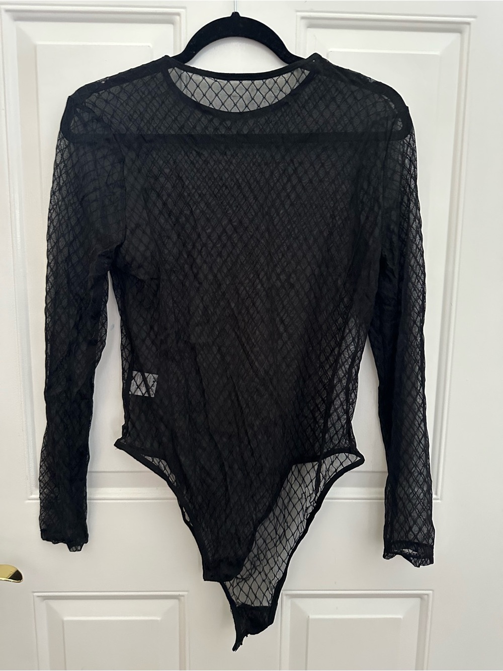 Black Fishnet Long Sleeve Bodysuit size XL